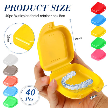 Tanlade 40 Pcs Retainer Case with Vent Holes – 10 Colors Dental Storage Box