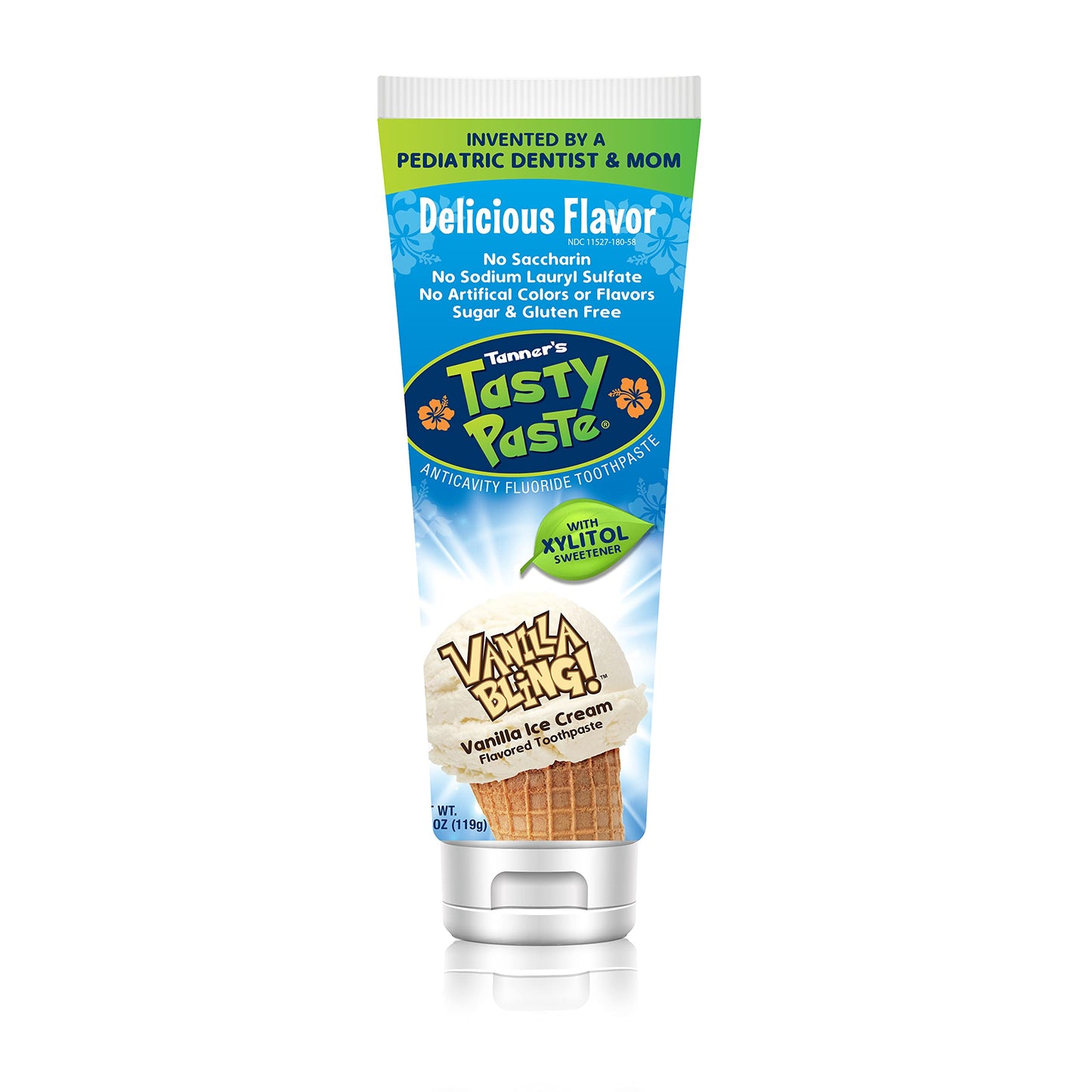 Tanner’s Tasty Paste Vanilla Bling - Anticavity Fluoride Kids Toothpaste, 4.2 oz