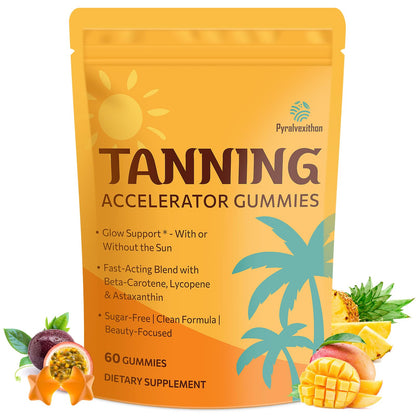 Tanning Gummies with Astaxanthin – Sunless Tanning Supplement for Women & Men | Vegan & Sugar Free | 60 Count