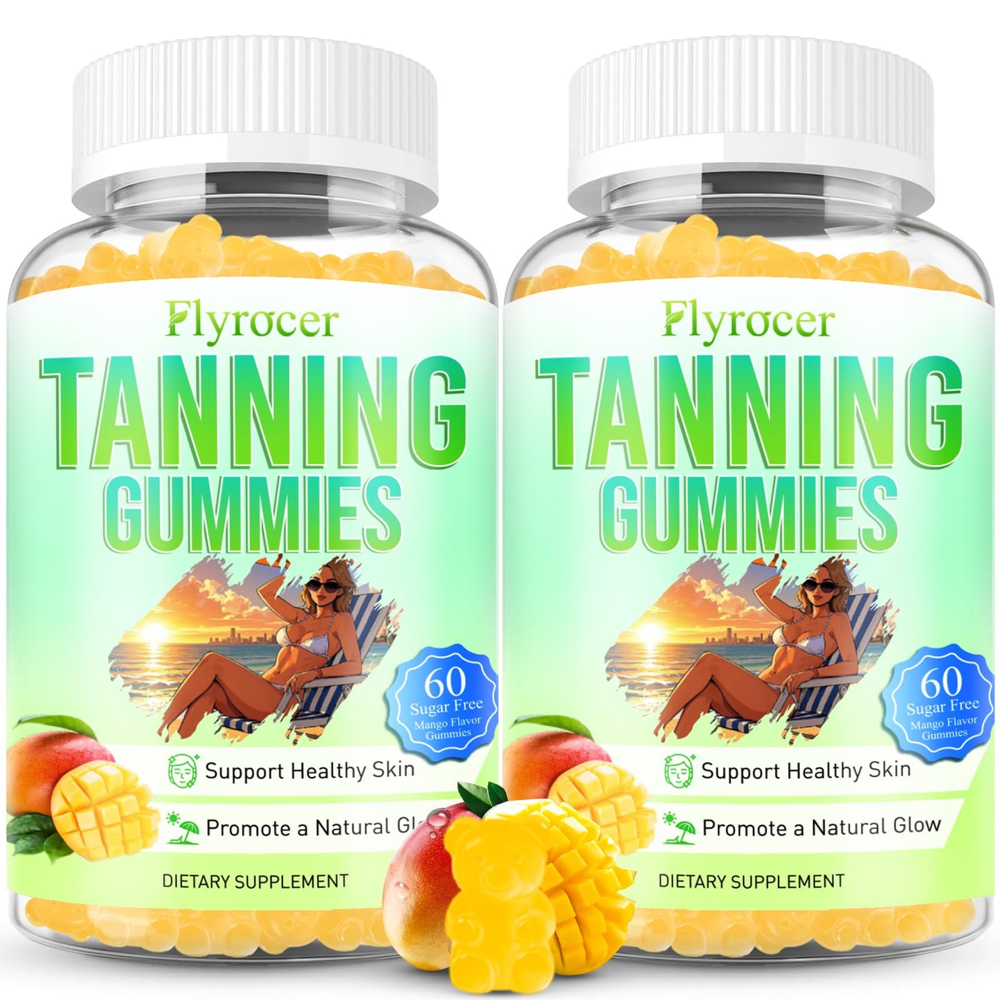Tanning Gummies for Women & Men – Mango Flavor with Astaxanthin, Lycopene & Beta Carotene