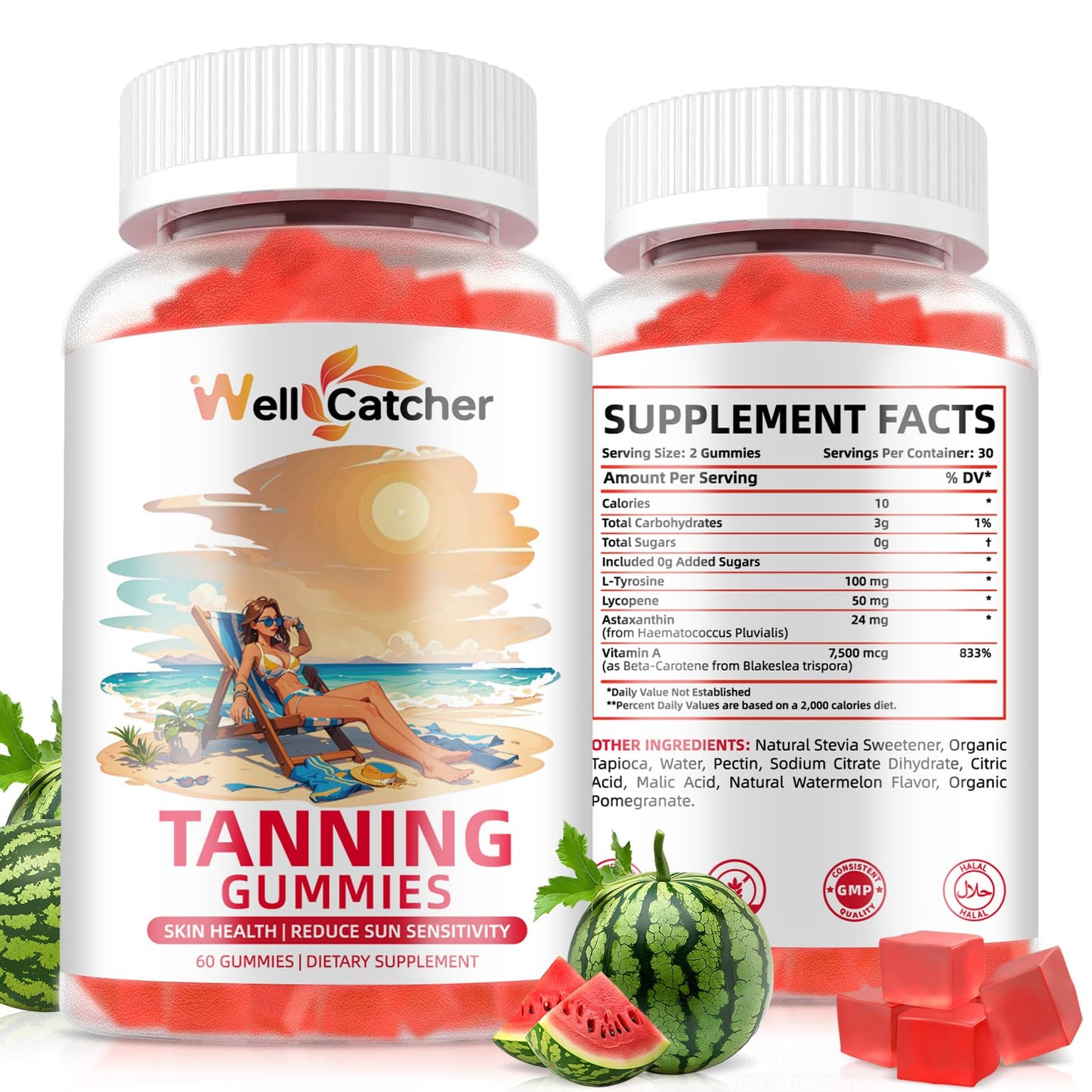Tanning Gummies for Women – Daily Bronzing with Astaxanthin, Lycopene & L-Tyrosine (60 CT)