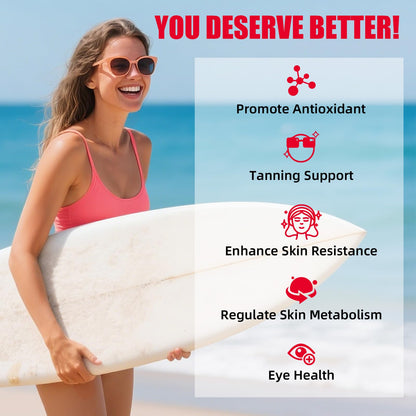 Tanning Gummies for Women – Daily Bronzing with Astaxanthin, Lycopene & L-Tyrosine (60 CT)