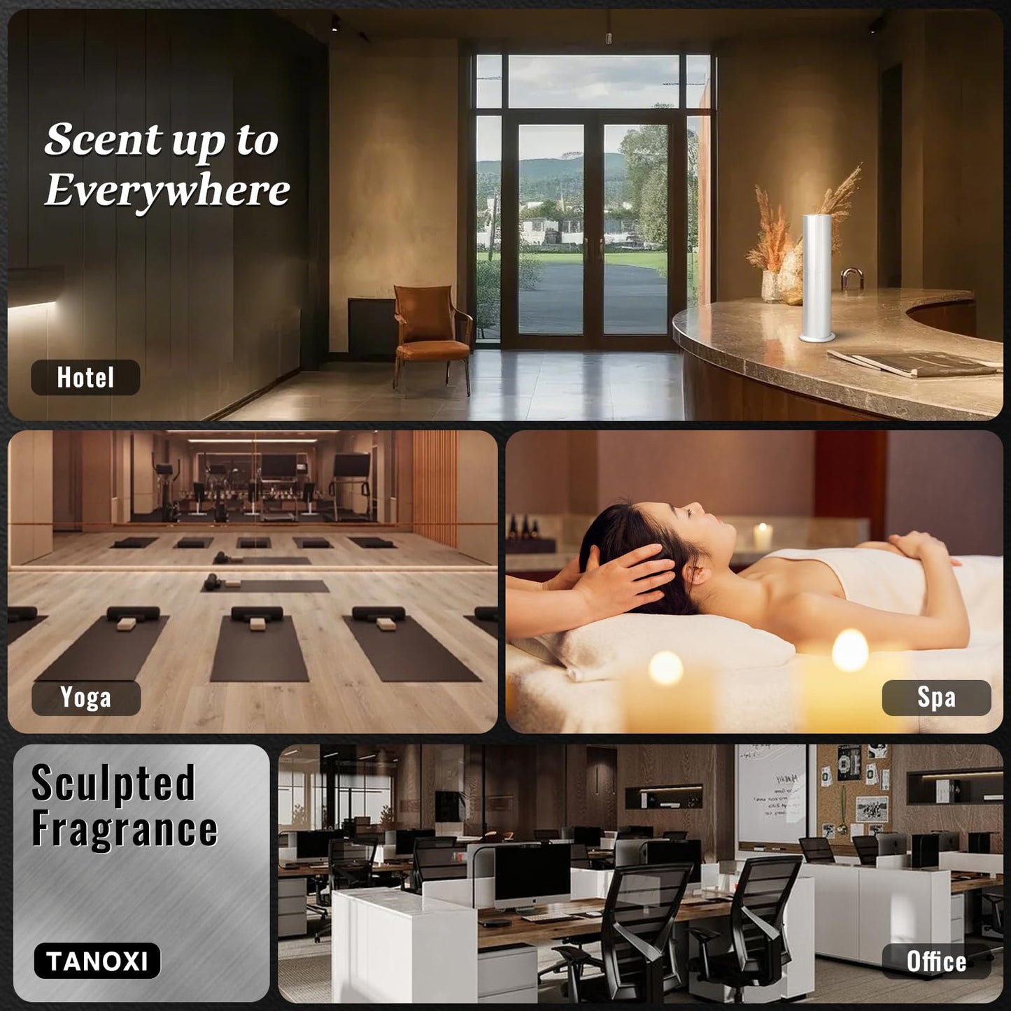 TANOXI Waterless Essential Oil Diffuser — 2000 sq ft Coverage, App + Remote, 100ml, Silver & Gold