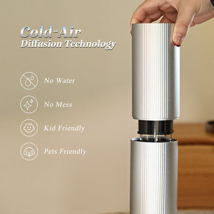 TANOXI Waterless Essential Oil Diffuser — 2000 sq ft Coverage, App + Remote, 100ml, Silver & Gold