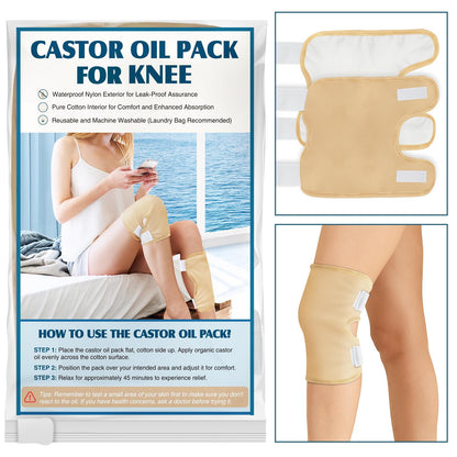 Taoscare 2 Pack Castor Oil Pack Wrap – Adjustable, Reusable Organic Cotton for Knee, Elbow & More