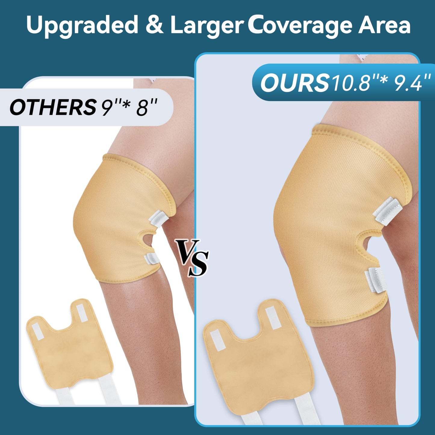 Taoscare Upgraded Castor Oil Knee Wrap – Larger Size, Adjustable Velcro, Waterproof & Reusable (2 Pack)