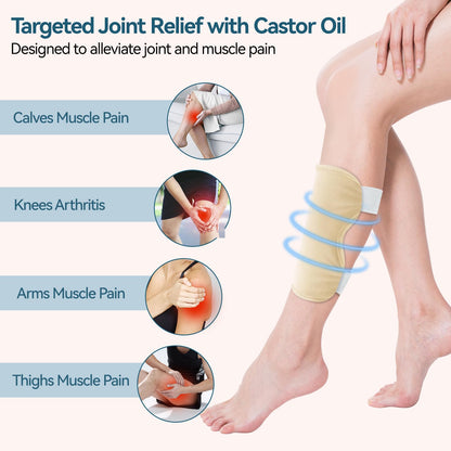 Taoscare Upgraded Castor Oil Knee Wrap – Larger Size, Adjustable Velcro, Waterproof & Reusable (2 Pack)