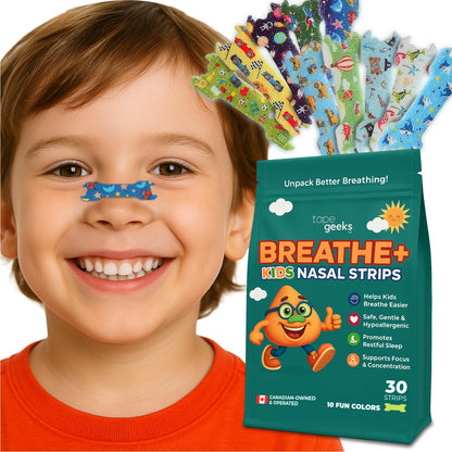 TapeGeeks Nasal Strips for Kids – Gentle, Drug-Free Nasal Strips for Ages 5+