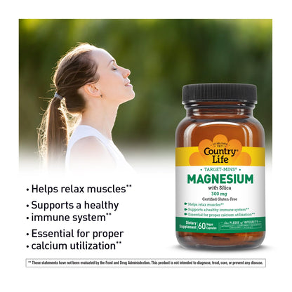 Target-Mins Magnesium with Silica 300mg – 60 Vegan Capsules | Gluten Free & Vegan Certified