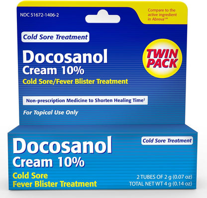 TARO Cold Sore Treatment – Docosanol 10% Cream (2 Pack)
