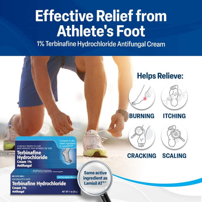 TARO Terbinafine 1% Cream | Extra Strength Antifungal for Athletes Foot, Ringworm & Jock Itch | 1 oz