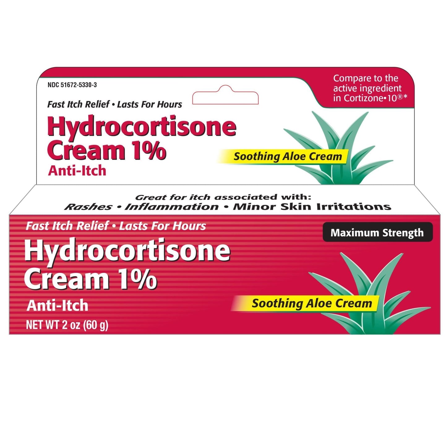 TARO Hydrocortisone Cream 1% with Aloe – Fast-Acting Anti-Itch Relief (2 oz)