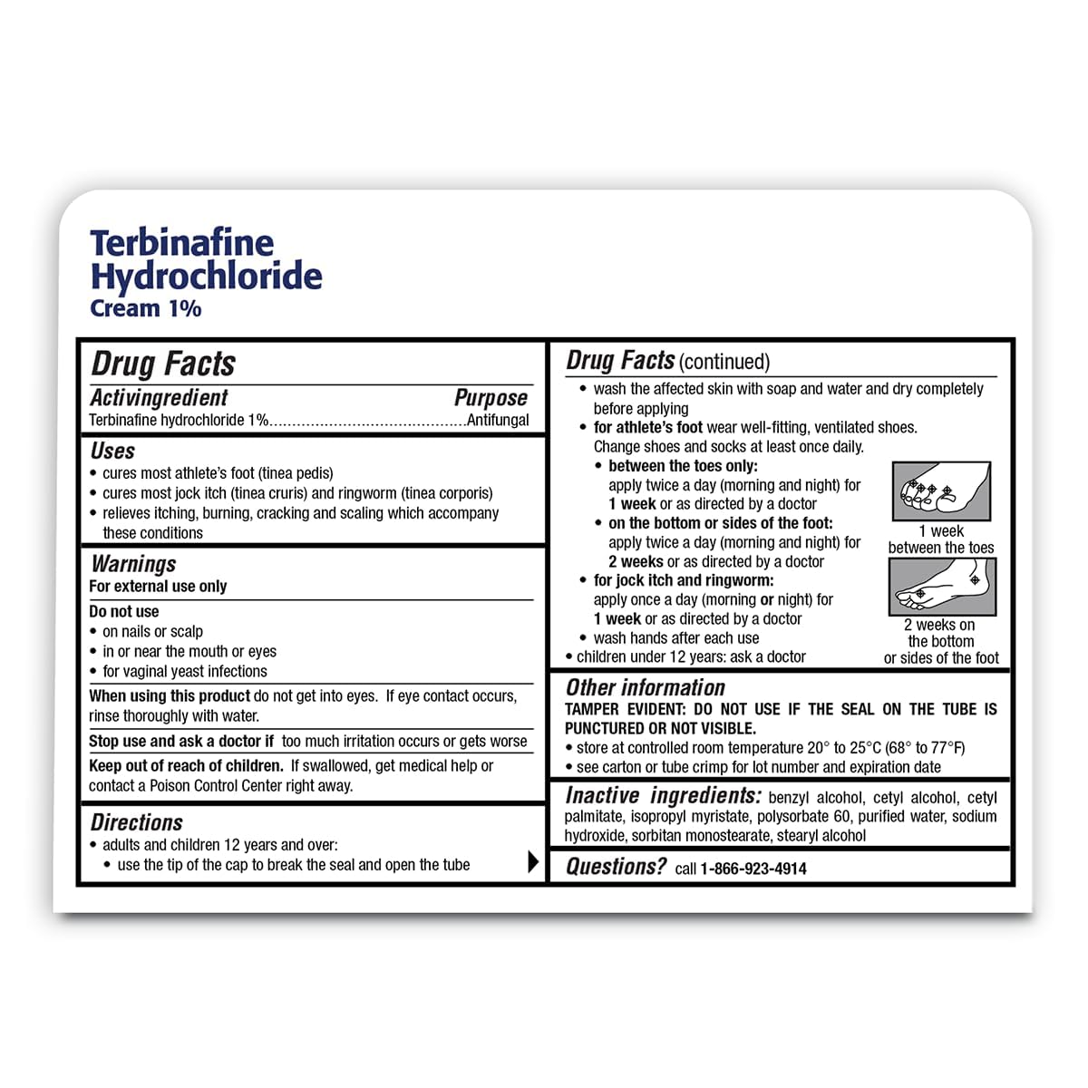 TARO Terbinafine 1% Anti-Fungal Cream – Athlete’s Foot Treatment (Pack of 2)