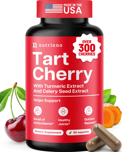 3-in-1 Tart Cherry Capsules with Turmeric & Celery Seed for Joints & Uric Acid Support | 60 Veggie Capsules | Made in USA