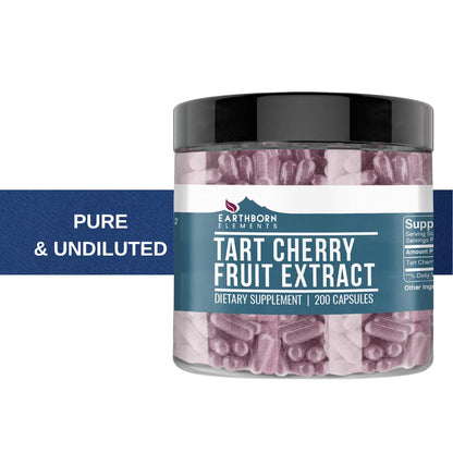 Earthborn Elements Tart Cherry Extract 200 Capsules – Pure & No Additives