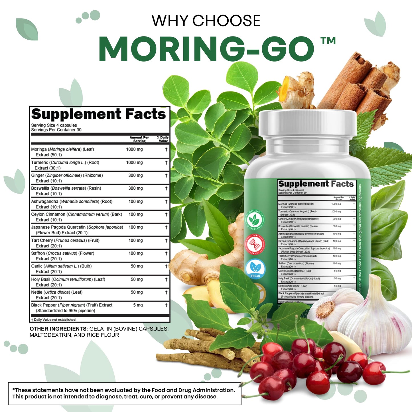 Moringa Powder Capsules + Turmeric Moringa Leaf – Clean Nutra Moring-Go