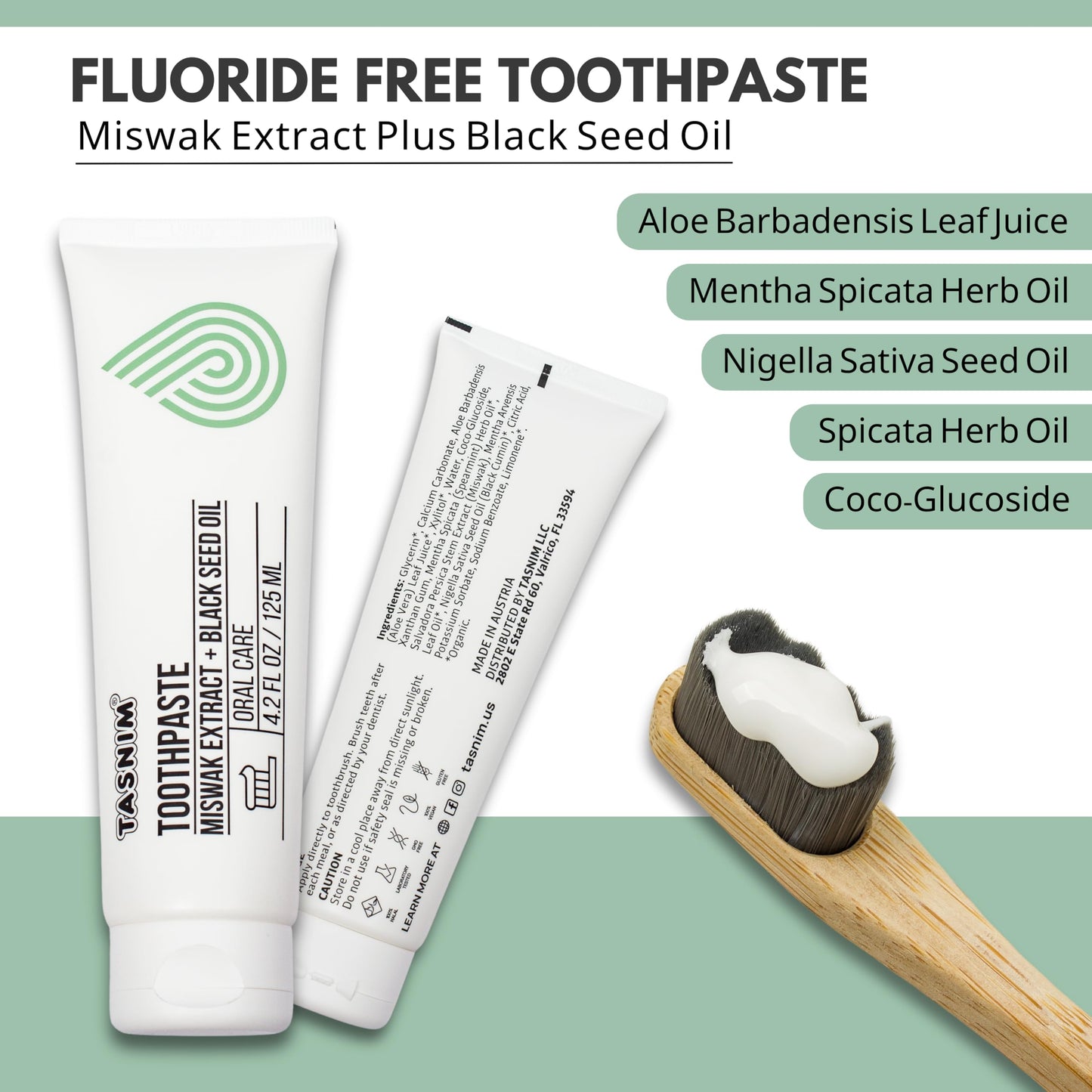 Tasnim Miswak Toothpaste 125ml - Fluoride Free Natural Oral Care