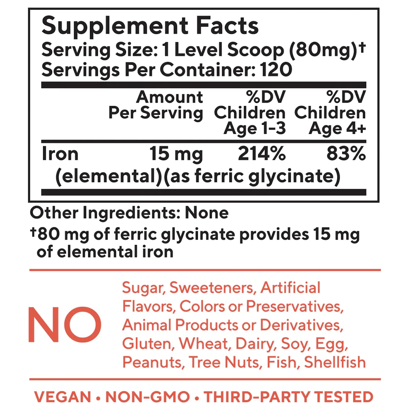 Tasteless Iron for Kids & Toddlers – 4-Month Supply – No Sweeteners, Flavors or Preservatives