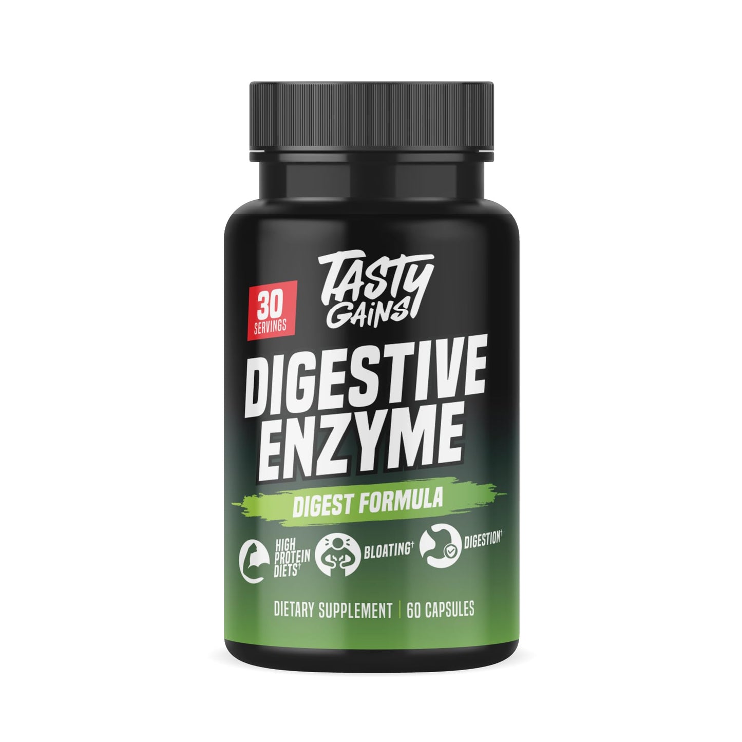 TASTY GAINS Digestive Enzymes – Gut Health & Bloating Relief (60 Capsules)