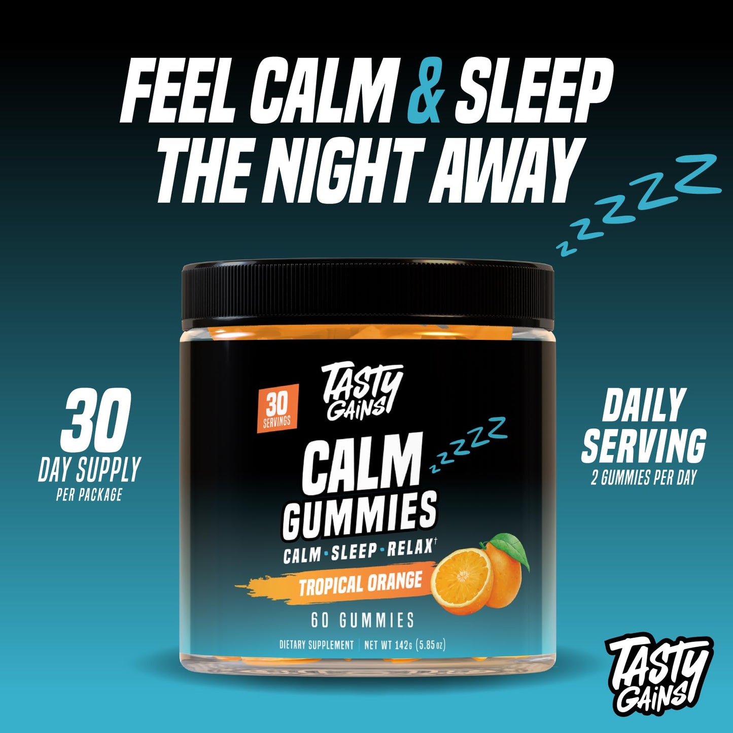 TASTY GAINS Magnesium Gummies – Sugar-Free Calm, Stress Relief & Sleep Support