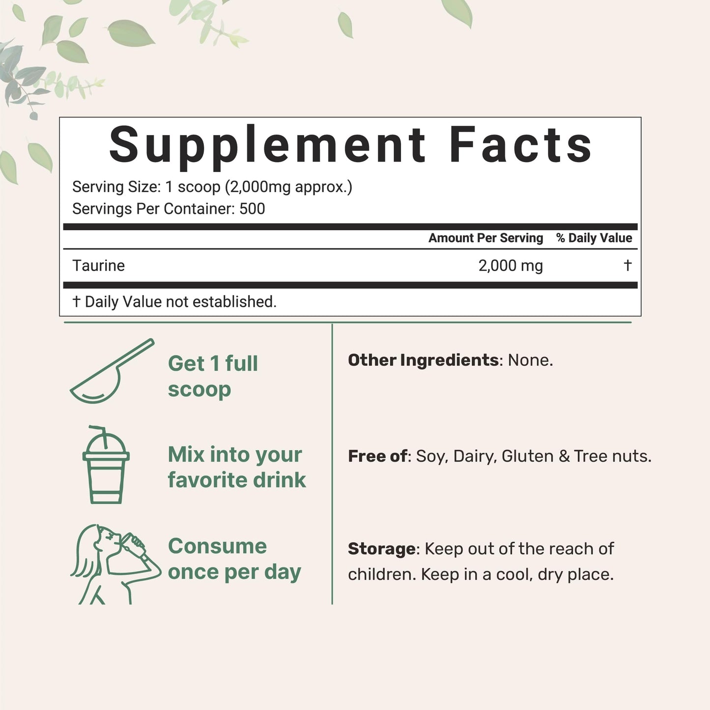 Micro Ingredients Taurine Powder Supplement | 1 KG, 2000 mg Per Serving | Unflavored Free Form | 100% Pure, Easily Absorbed