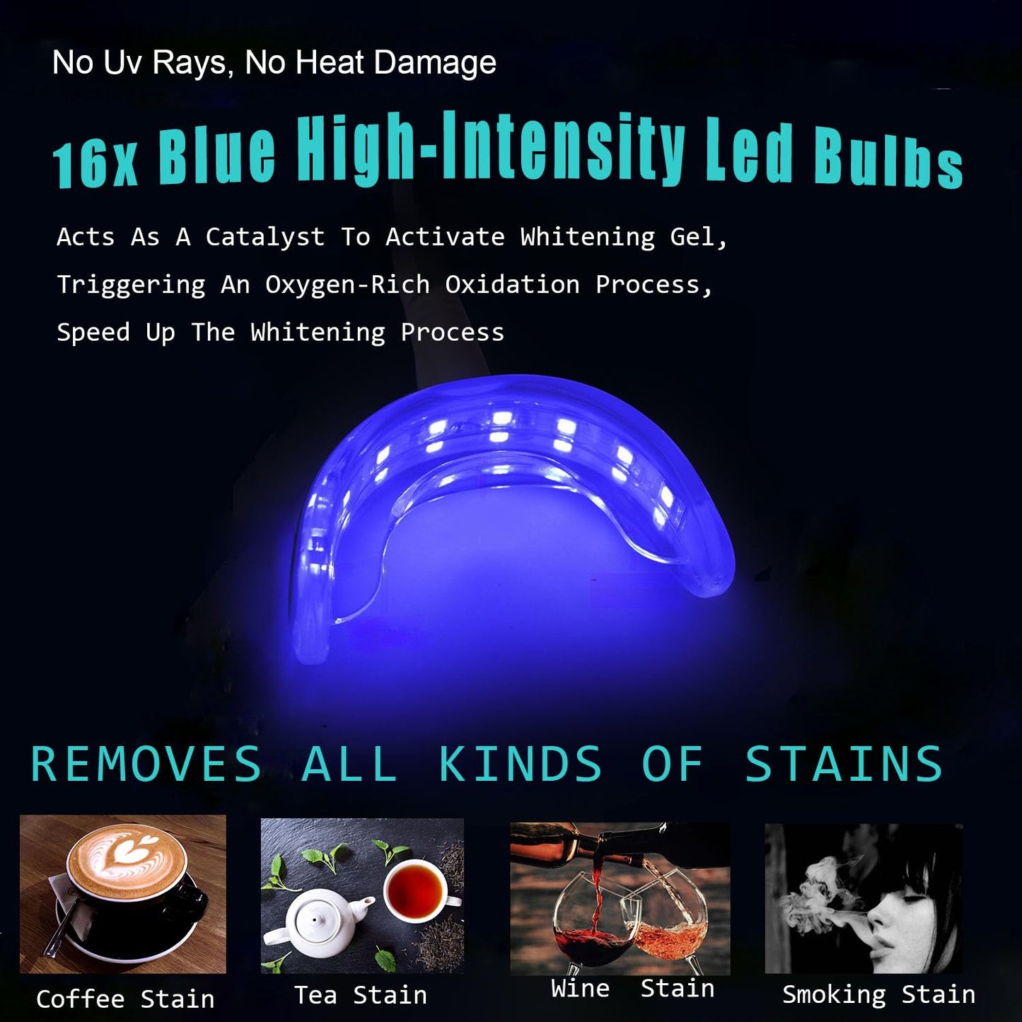 TAWEE Teeth Whitening Kit – Safe for Sensitive Teeth & Enamel, 16x Blue LED Light