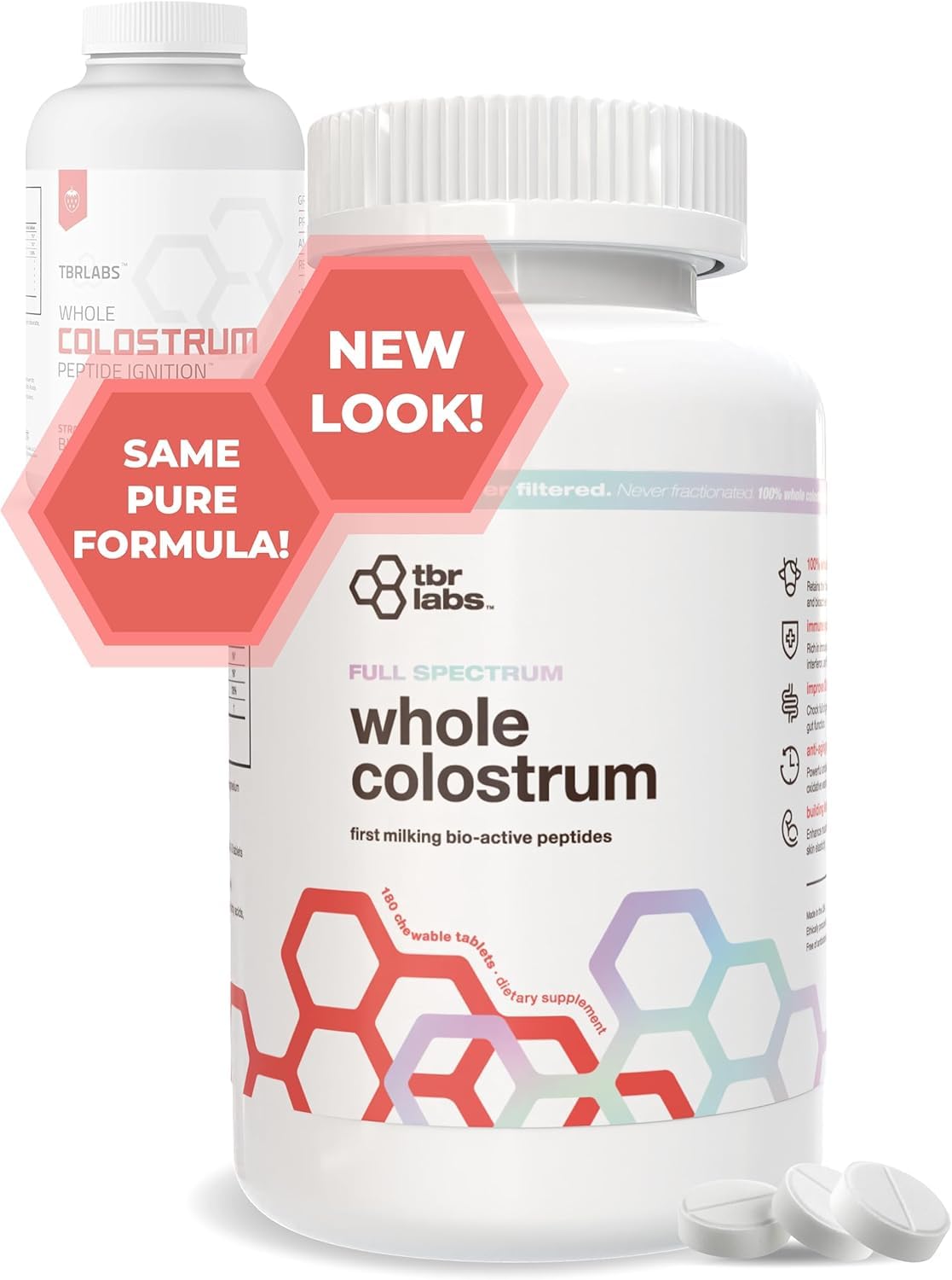 TBR Labs Bovine Colostrum Powder – Grass-Fed, Strawberries & Cream, 180 Tablets (90 Servings)
