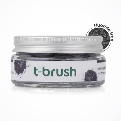 T-brush Whitening Travel Toothpaste Tablets – Natural, Activated Charcoal, Fluoride-Free, SLS-Free, Vegan – 90 Tablets