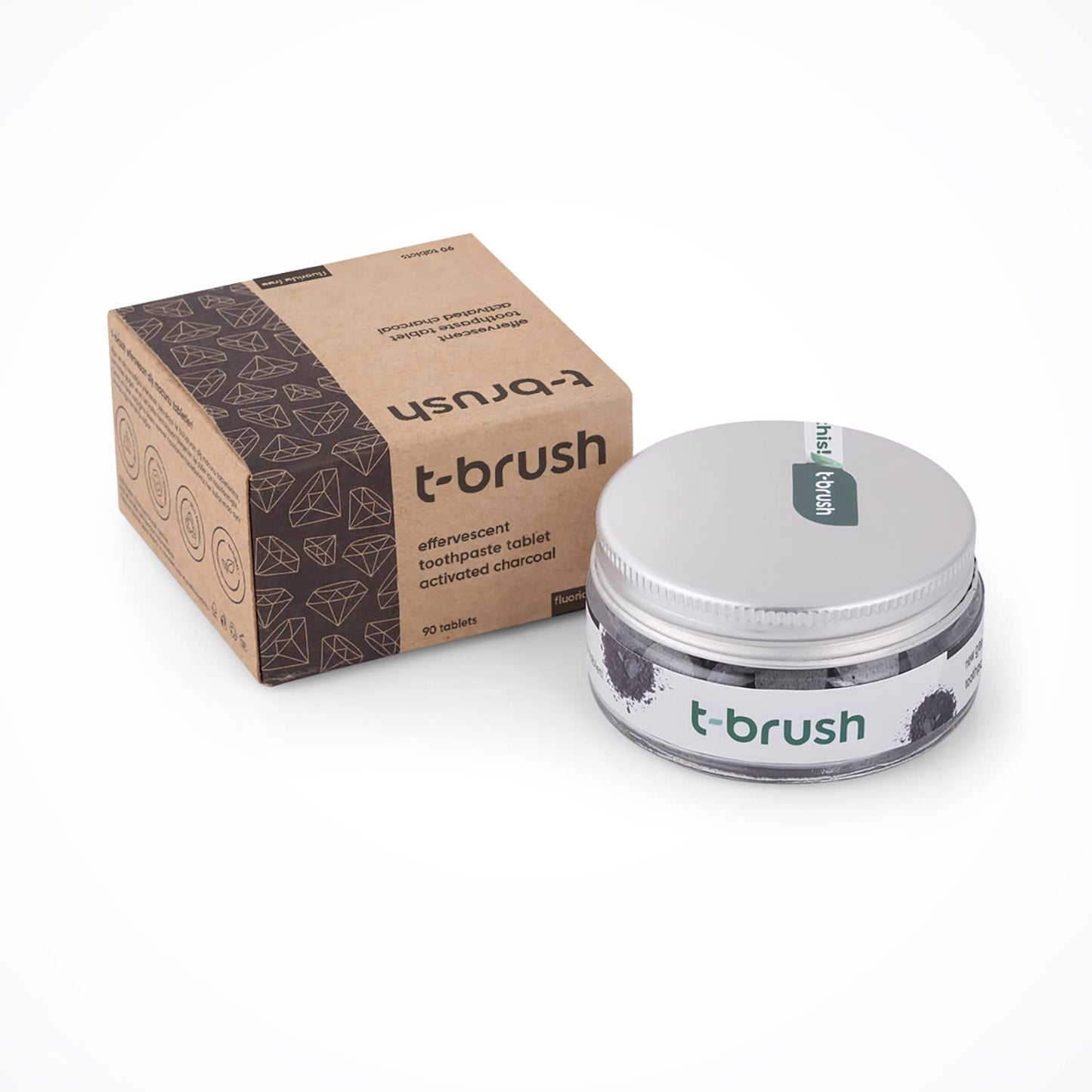 T-brush Whitening Travel Toothpaste Tablets – Natural, Activated Charcoal, Fluoride-Free, SLS-Free, Vegan – 90 Tablets