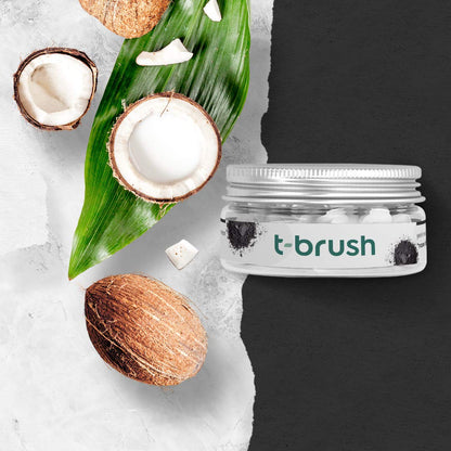 T-brush Whitening Travel Toothpaste Tablets – Natural, Activated Charcoal, Fluoride-Free, SLS-Free, Vegan – 90 Tablets