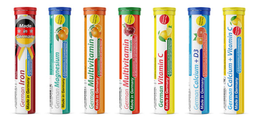 T&D German Vitamin & Minerals – 140 Vegan Drink Effervescent Tablets, Mixed Fruit Box, Made in Germany BritishVita | Premium UK Vitamins & Wellness Supplements