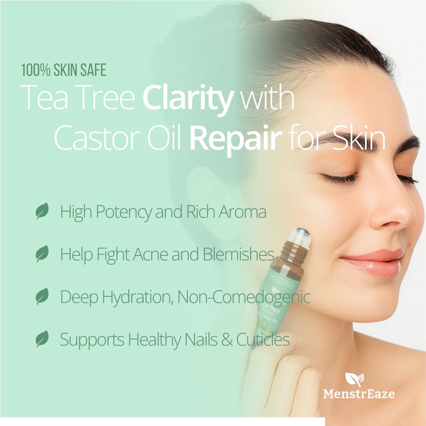 Tea Tree & Castor Oil Roll-On – 100% Pure, Natural, Acne & Skin Nourishing (10ml)