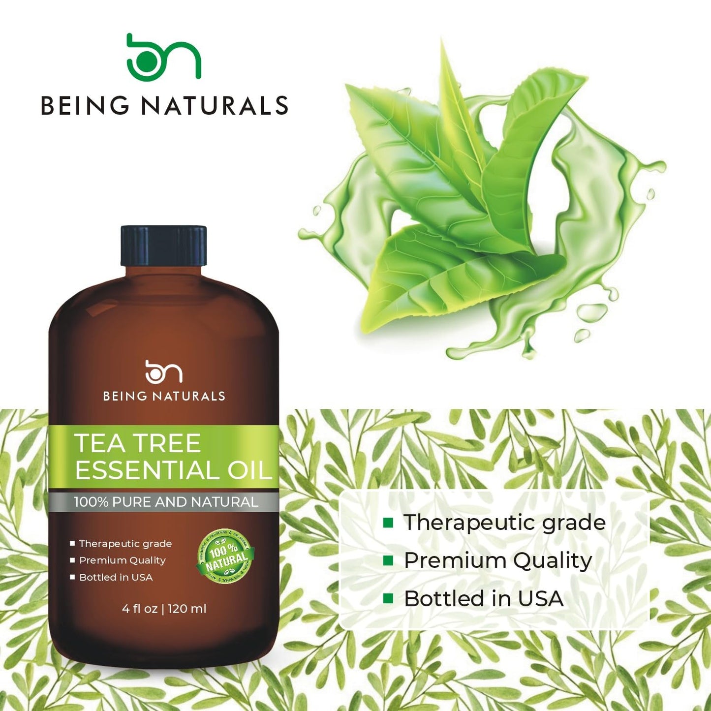 Tea Tree Essential Oil - 4 oz, 100% Pure & Natural with Glass Dropper
