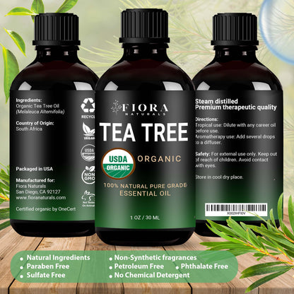 Tea Tree Oil 100% Pure Organic Essential Oil – Fiora Naturals, 1 fl oz