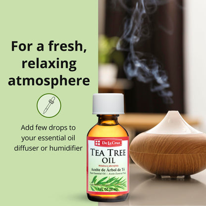De La Cruz 100% Pure Tea Tree Essential Oil from Australia - Steam Distilled for Aromatherapy - 1 FL OZ (30 mL)