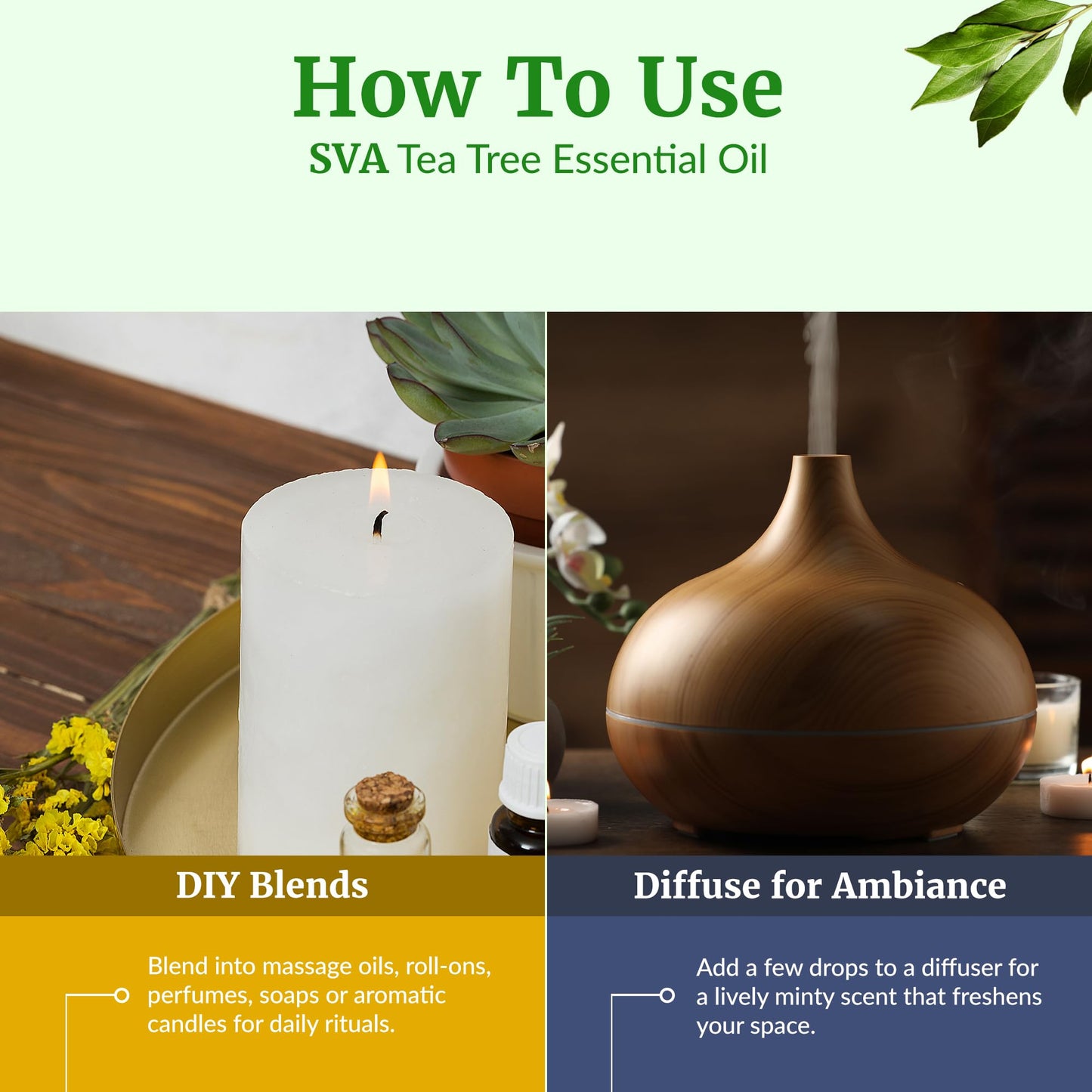 SVA Tea Tree Essential Oil 4oz - 100% Natural Tea Tree Oil with Dropper