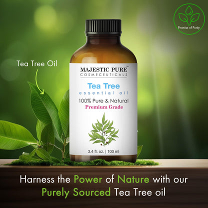 Majestic Pure Tea Tree Essential Oil – 100% Pure & Natural, Glass Dropper, 3.4 Fl Oz Pack of 2