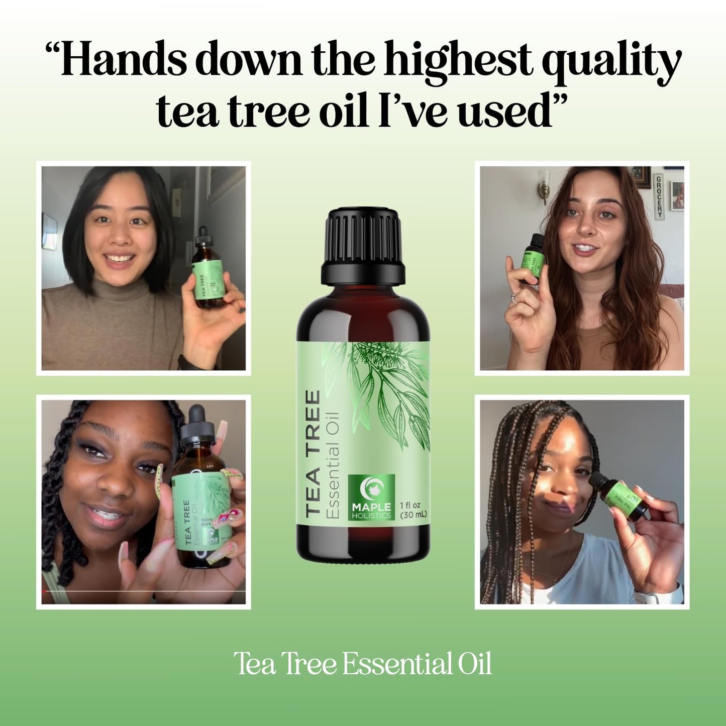 Pure Tea Tree Oil for Hair, Skin & Nails – 100% Pure, Undiluted (1 Fl Oz)