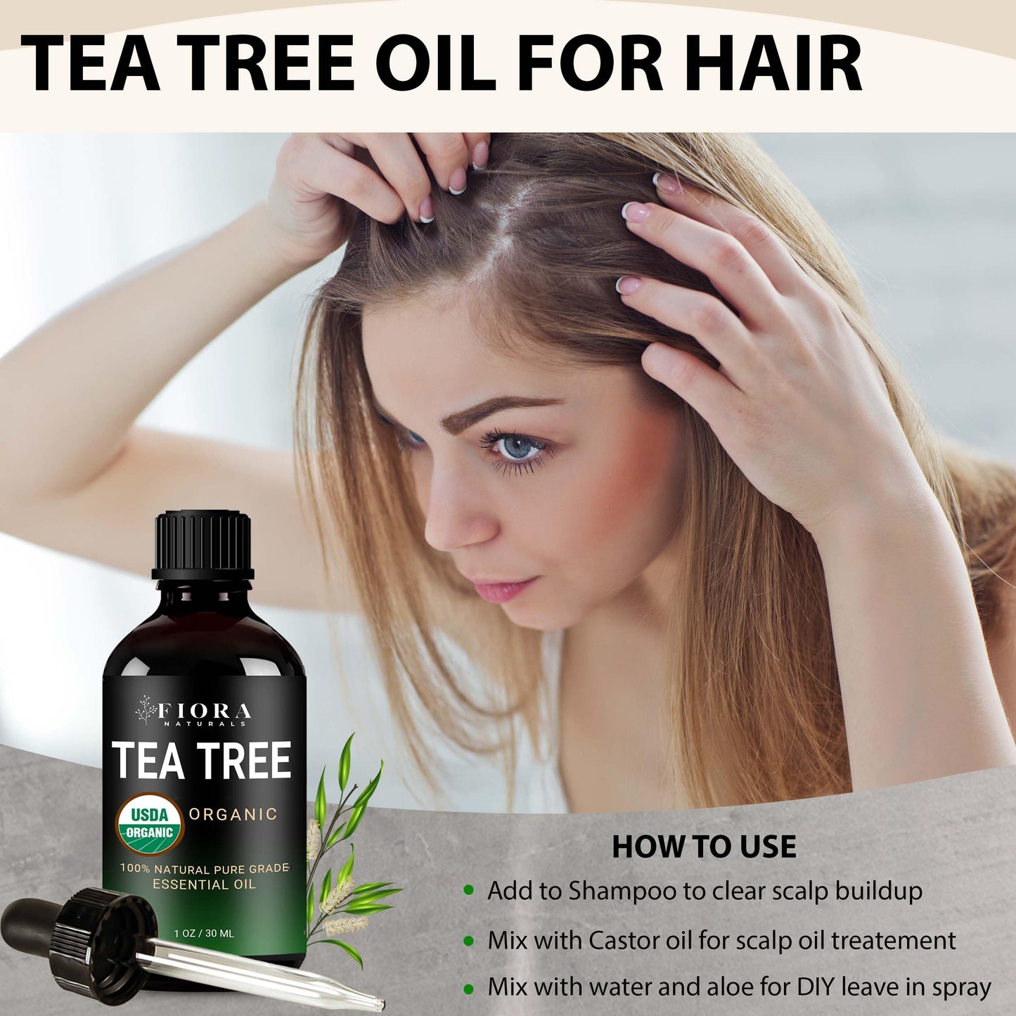 Tea Tree Oil 100% Pure Organic Essential Oil – Fiora Naturals, 1 fl oz