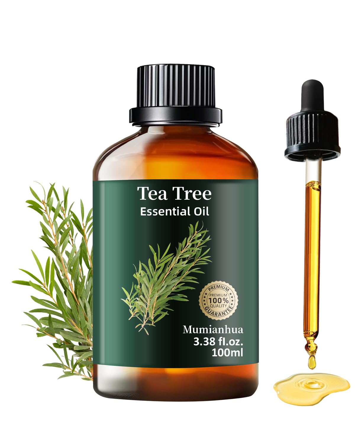 Tea Tree Essential Oil Pure Mumianhua – Natural Tea Tree Oil for Diffuser, Skin, Hair & DIY 3.38 Fl Oz
