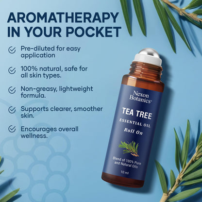 Tea Tree Oil Roll-On 10 ml – 100% Pure, Pre-Diluted Essential Oil | Nexon Botanics