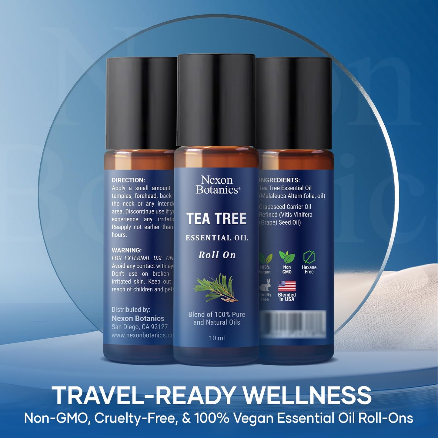 Tea Tree Oil Roll-On 10 ml – 100% Pure, Pre-Diluted Essential Oil | Nexon Botanics