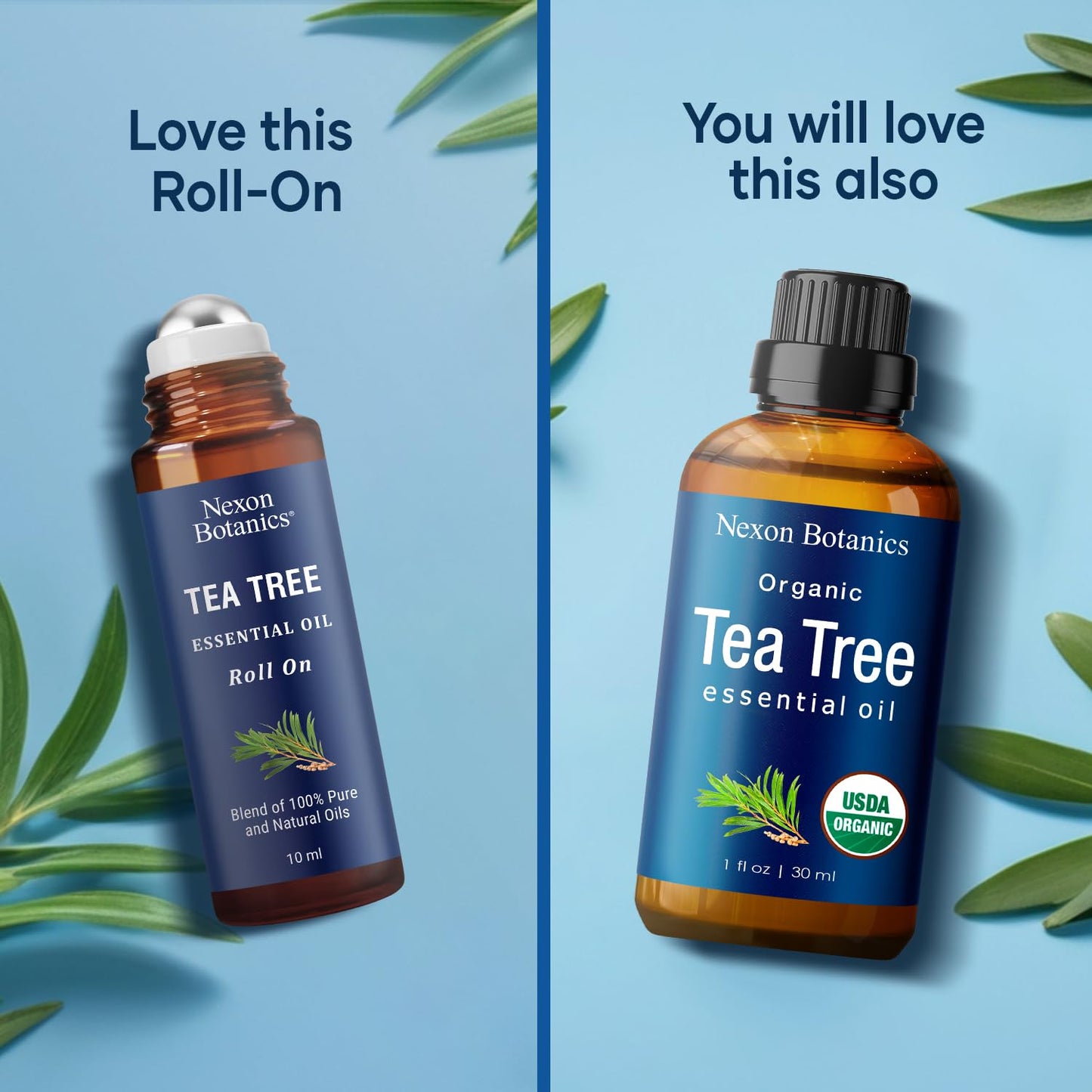 Tea Tree Oil Roll-On 10 ml – 100% Pure, Pre-Diluted Essential Oil | Nexon Botanics