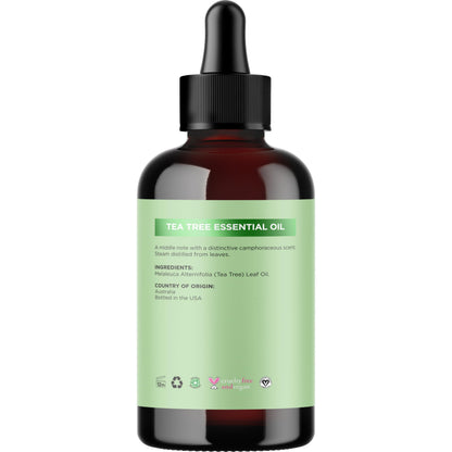 Pure Tea Tree Oil 4 oz – 100% Pure & Undiluted (Hair, Skin & Nails)