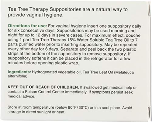 Tea Tree Therapy Vaginal Suppositories with Tea Tree Oil – 6 Count, White