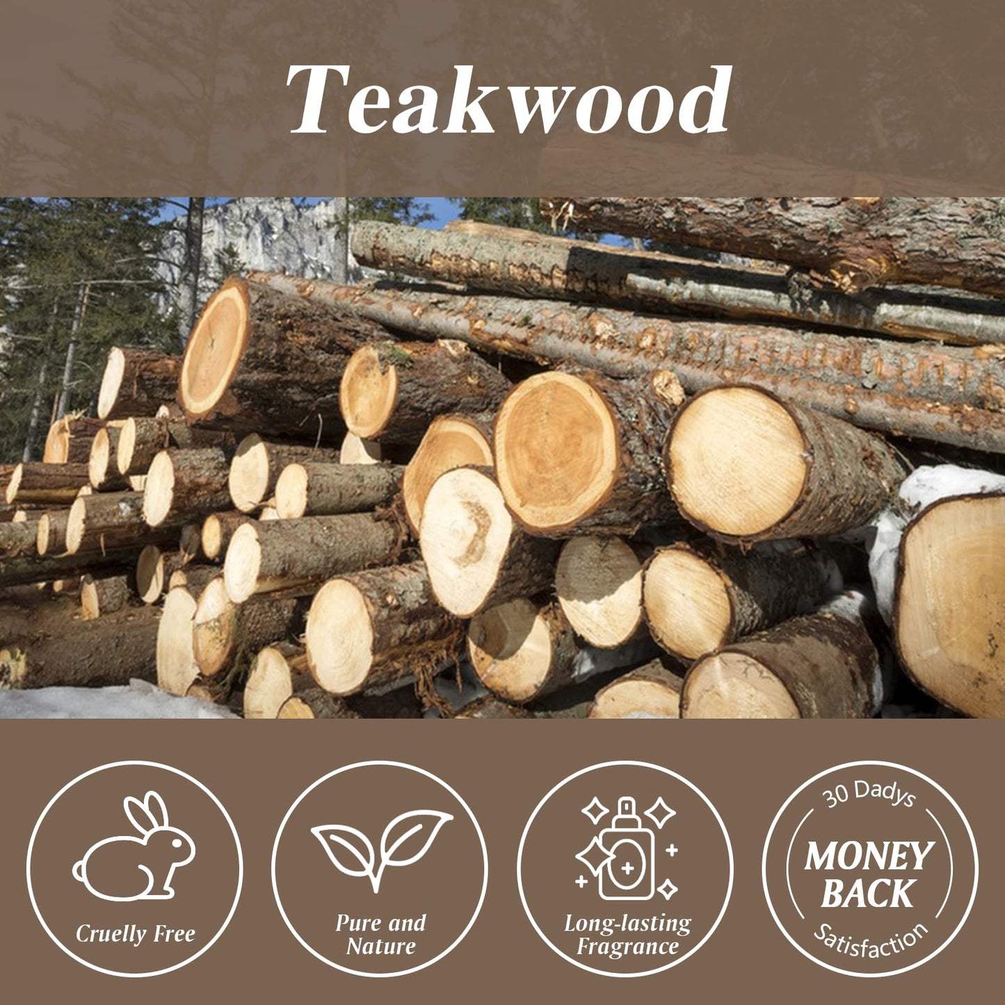 Teakwood Fragrance Oil 100ml | Aromatherapy Essential Oil for Diffusers, Massage, Soap & Candles