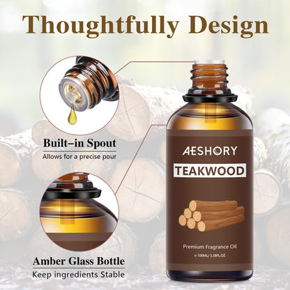 Teakwood Fragrance Oil 100ml | Aromatherapy Essential Oil for Diffusers, Massage, Soap & Candles