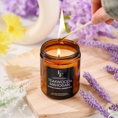 Teakwood & Mahogany Candle – 7oz Soy Wax Scented Aromatherapy Gift