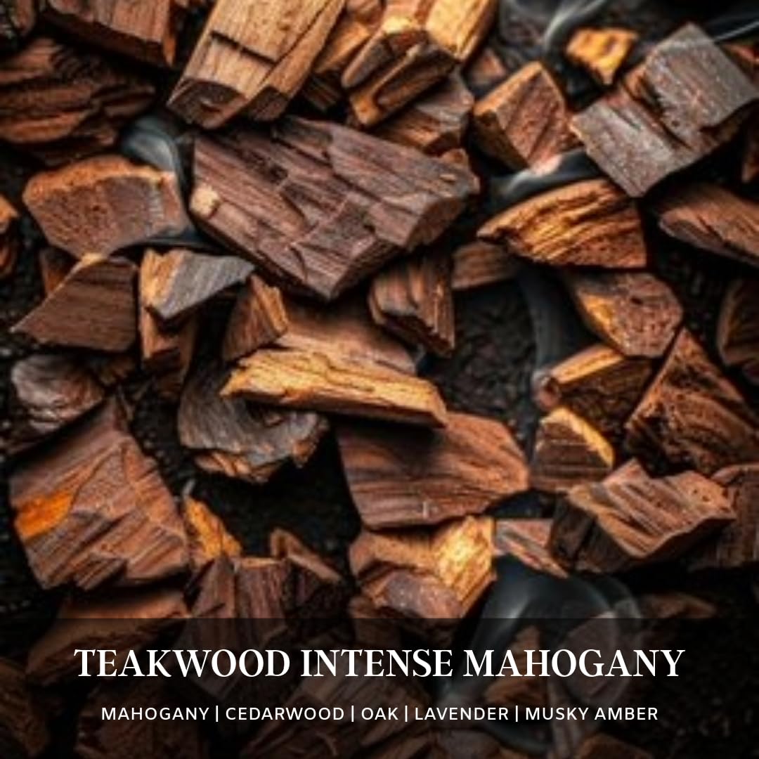 Teakwood Noir Crackling Wood Wick Candle – Mahogany Scent, Luxury Black Jar Soy Candle