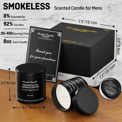 Men's Scented Candle Sets – 4 Pack Aromatherapy Candles Gift in Matte Black Tins